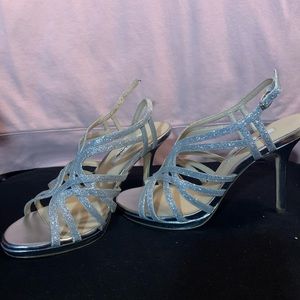 Nina’s Shoes Silver Glitter Heels